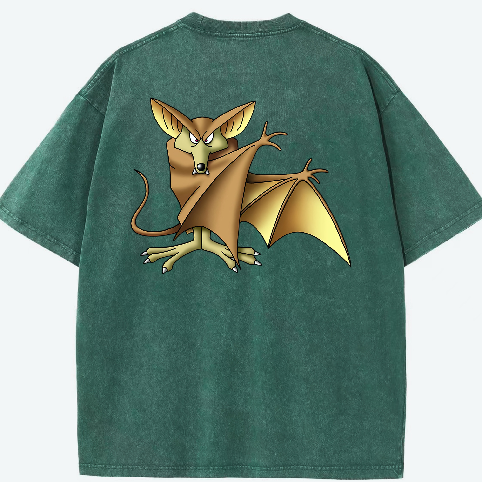 （画像用） ドラゴンクエスト Doragon Kuesuto Dragon Quest 綿100% ヴィンテージ風 半袖Tシャツ（背面プリント）